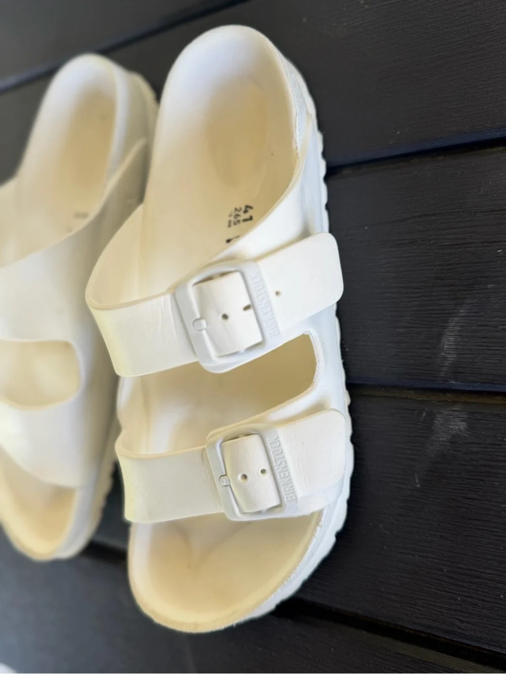 Birkenstock White-Buckle Slide Sandals - Picture 2 of 5